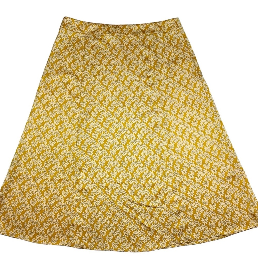 Ann Taylor LOFT Women’s Skirt A-Line Slit Yellow White Satin Dainty 2 - Picture 7 of 7